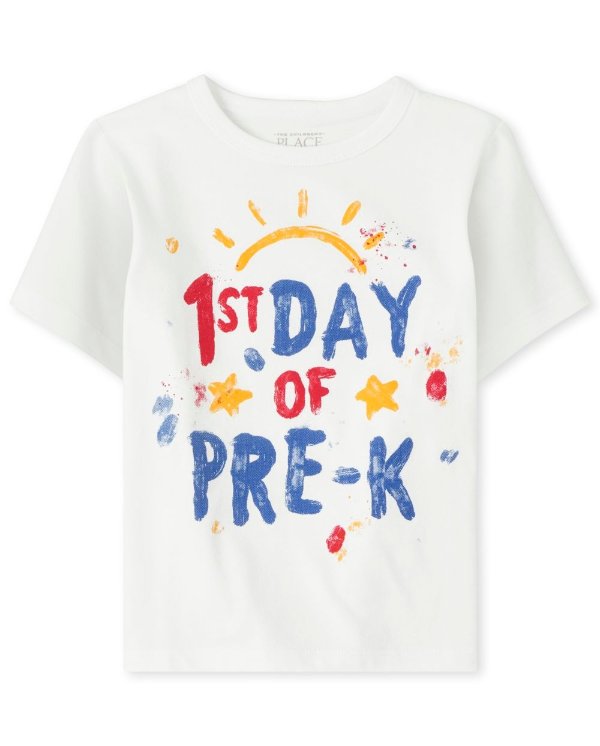 Toddler Boys Short Sleeve 'First Day Of Pre K' Graphic Tee