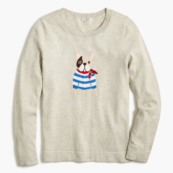 Bulldog-print Teddie sweater