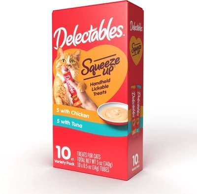 Delectables Squeeze Up Variety Pack Lickable Cat Treats, case of 40 - Chewy.com