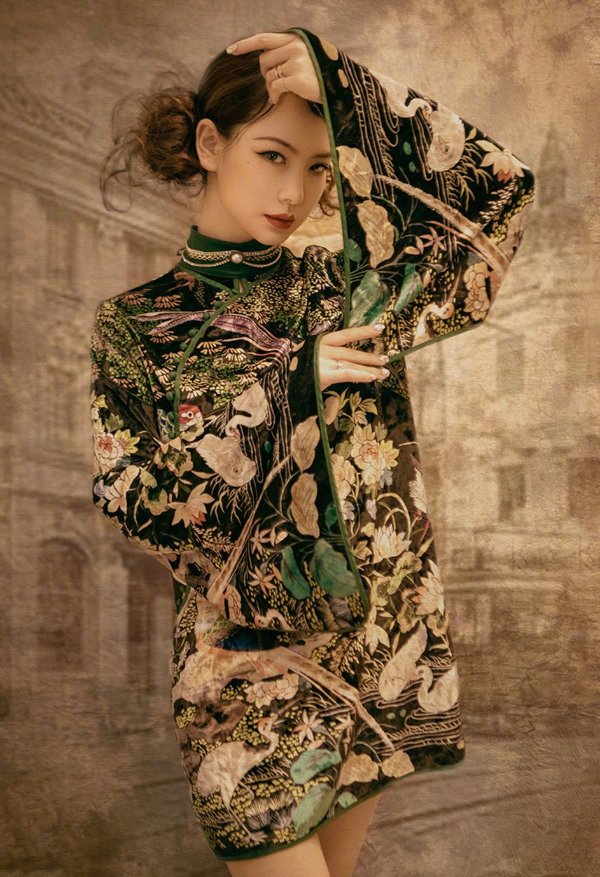 Mukzin | Floral Print Cheongsam Dress - Space In The Gourd