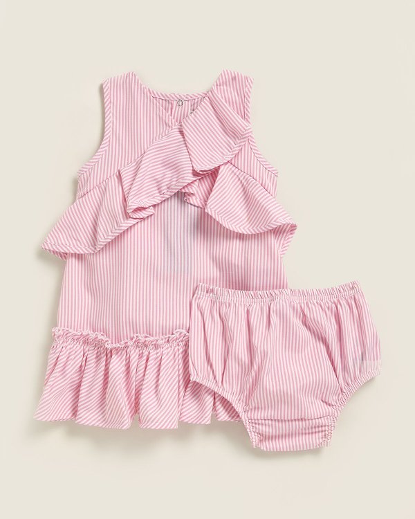 (Infant Girls) Two-Piece Ruffle Stripe Dress Set
