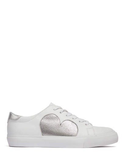 JOSIE - GRAPHIC SNEAKERS SILVER, WHITE COW LEATEHR