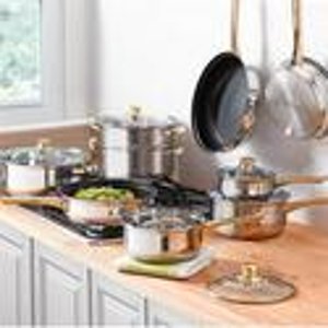 14-Piece Gold-Plated Stainless Steel Cookware Set