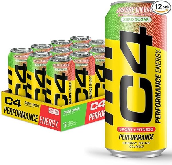 C4 Original Sugar Free Energy Drink 16oz (Pack of 12) | Cherry Limeade | Pre Workout Performance Drink with No Artificial Colors or Dyes