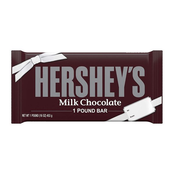 HERSHEY'S Milk Chocolate Candy, Valentine's Day Gift, 1 Lb. Bar