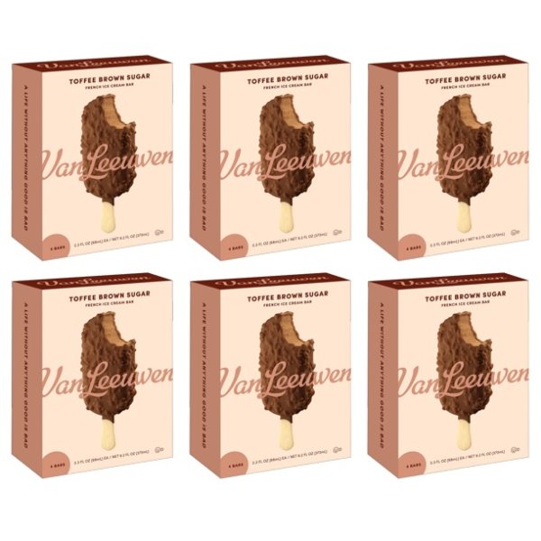 Van Leeuwen Toffee Brown Sugar Ice Cream Bar, 4 bars/box, 6 Boxes