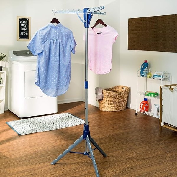 Tripod Clothes Drying Rack, Blue for storage