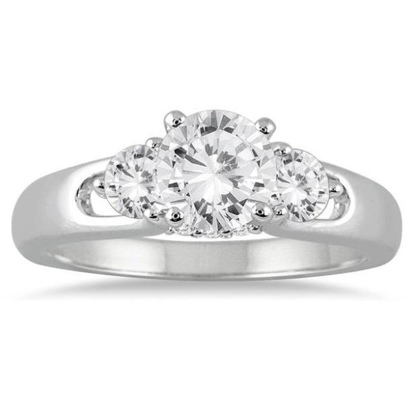 1 Carat TW Diamond Three Stone Engagement Ring in 14K White Gold