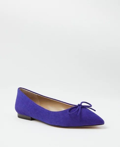 Suede Pointy Toe Ballet Flats | Ann Taylor