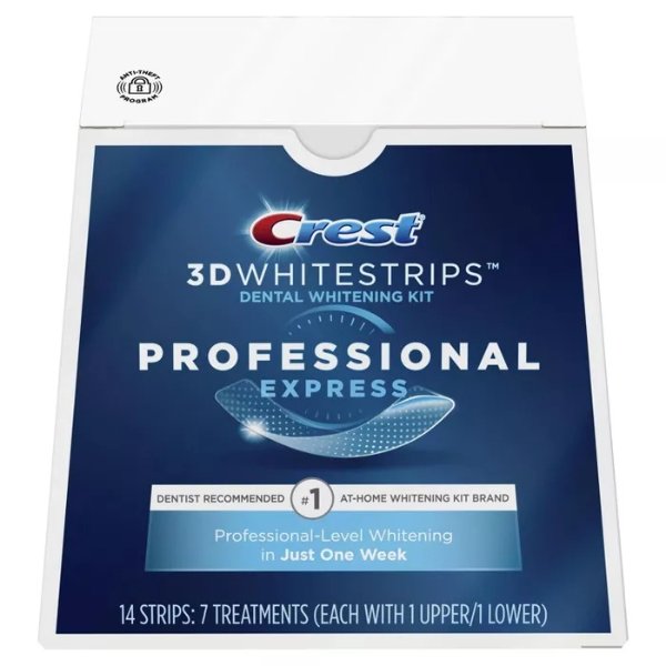 3D Whitestrips Professional Express Teeth Whitening Kit with Hydrogen Peroxide - 7 Treatments