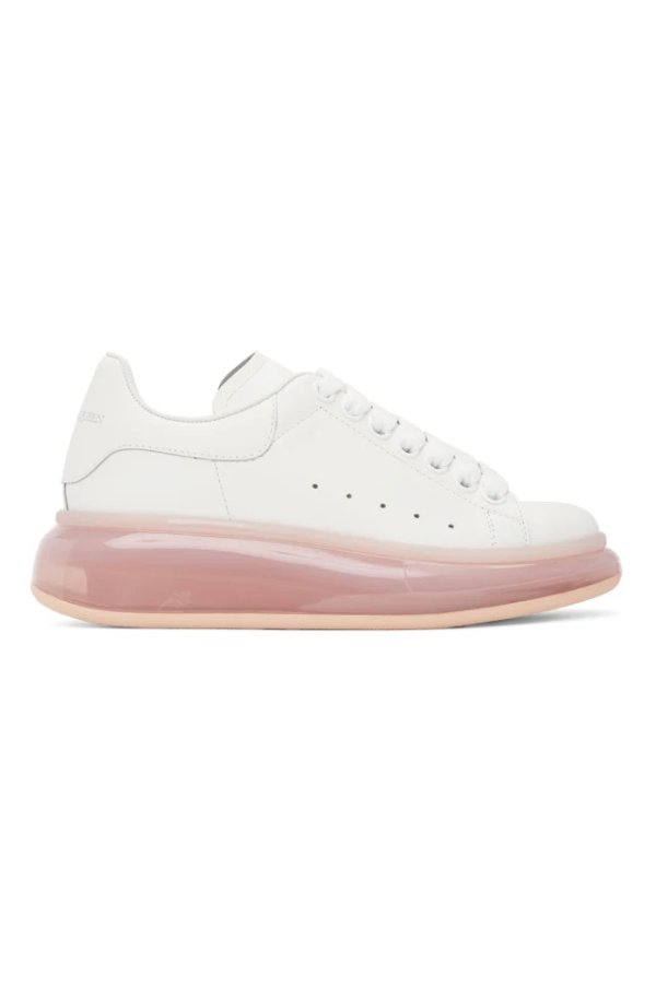 White & Pink Clear Sole Oversized Sneakers