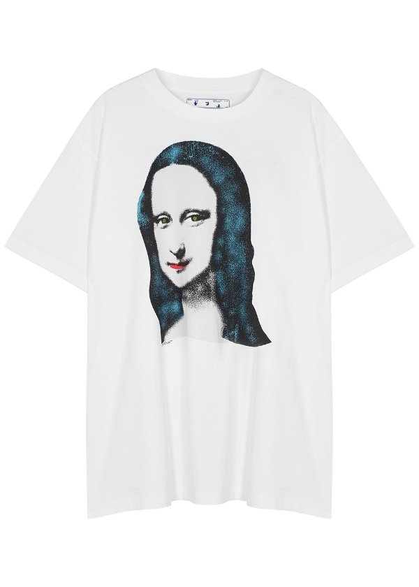Mona Lisa white printed cotton T-shirt