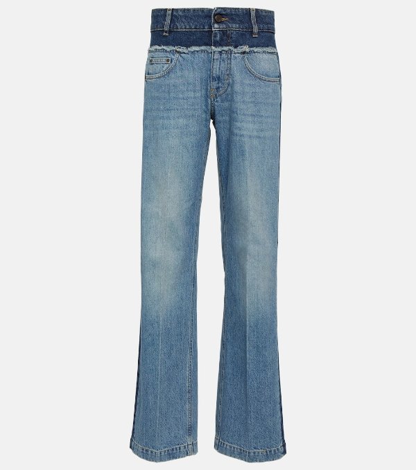 Paneled high-rise wide-leg jeans