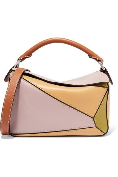 + Paula's Ibiza Puzzle small color-block textured-leather shoulder bag