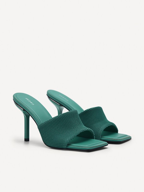 Maria Fabric Heel Sandals - Green