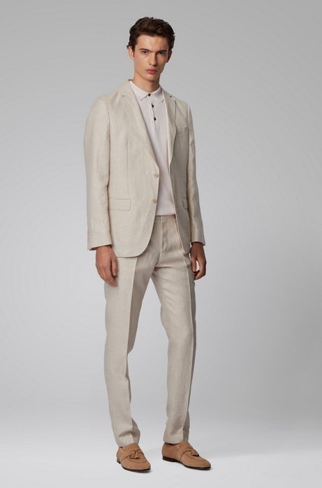 Vegan slim-fit suit in Italian linen