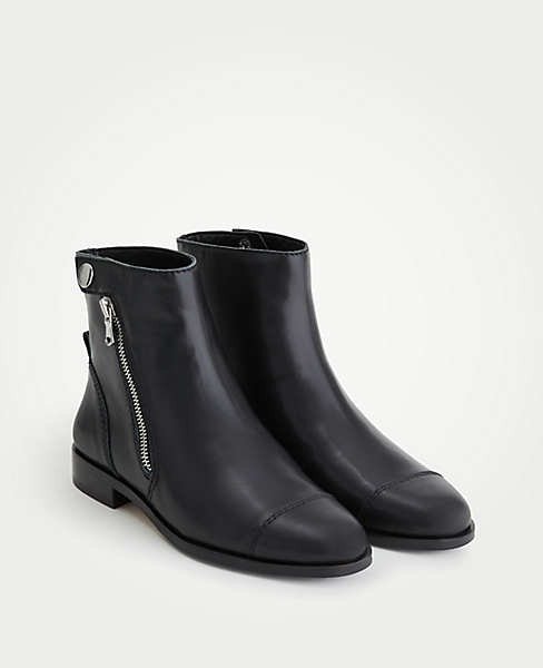 Cassie Leather Moto Booties | Ann Taylor