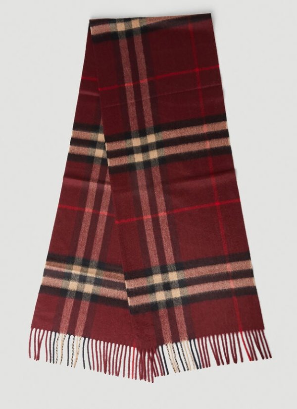 Classic Check Scarf in Burgundy