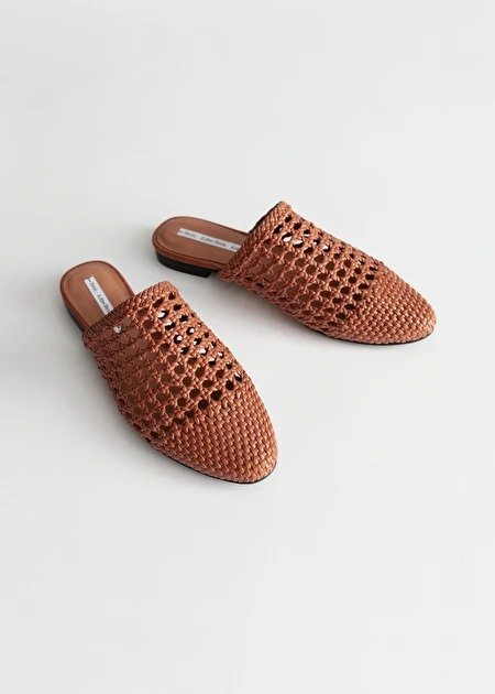 Woven Leather Slip On Flats
