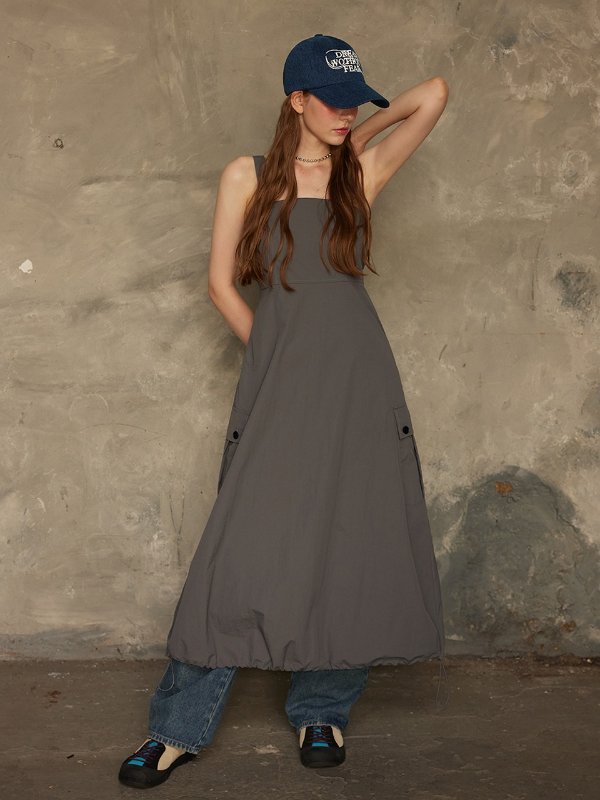 Cargo Overall Dress_Charcoal