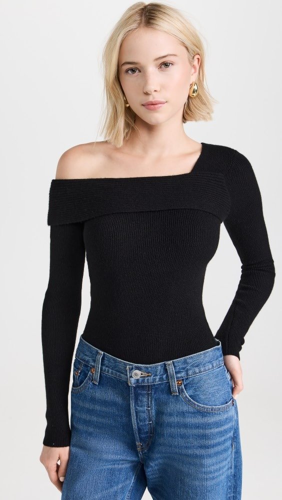 Wool Cashmere Asymmetrical Ribbed Top