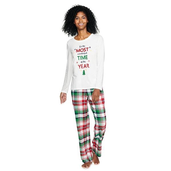 Women's Jammies For Your Families® Christmas Kitsch "Wonderful Time of The Year" Pajama Set In Regular & Tall