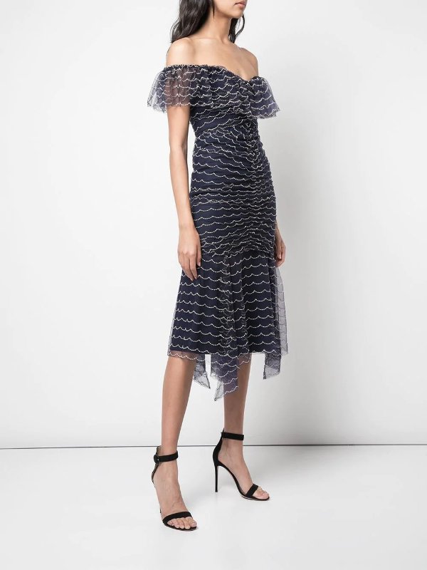 midi cocktail dress with tulle frills