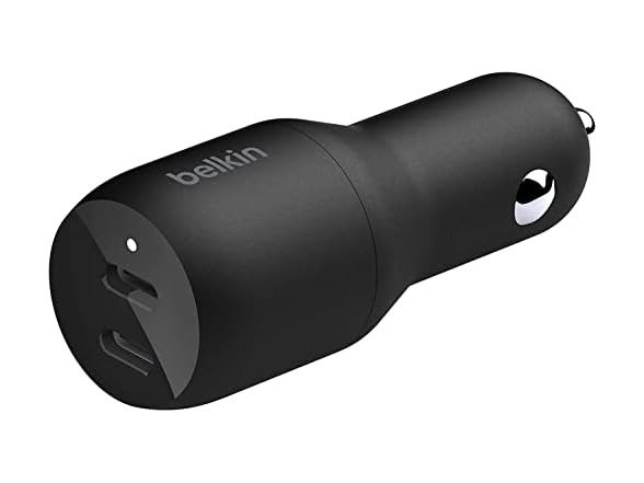 36-Watt Dual-USB Car Charger - Power Delivery 2 18W USB-C Ports with PPS Charging