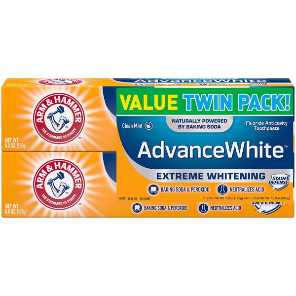 Advance White Extreme Whitening with Stain Defense, Fresh Mint, 6 oz Twin Pack