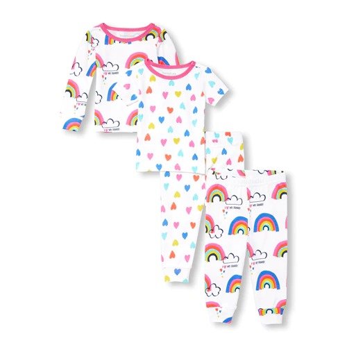 婴幼儿彩虹图案睡衣套装