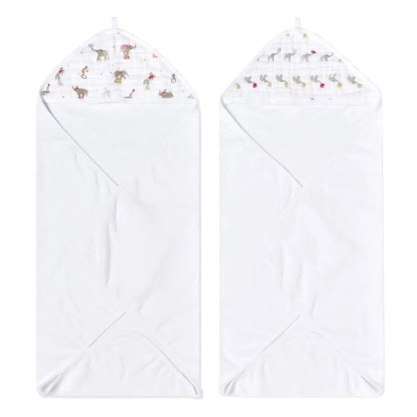 essentials cotton muslin hooded towels 2 pack