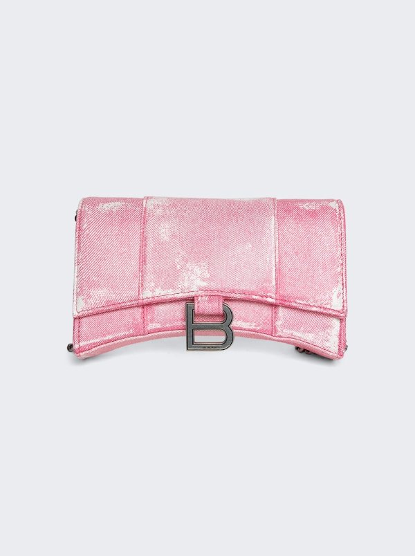 Hourglass Wallet with Chain Denim Pink | The Webster