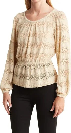 Brushed Lace Blouson Sleeve Top
