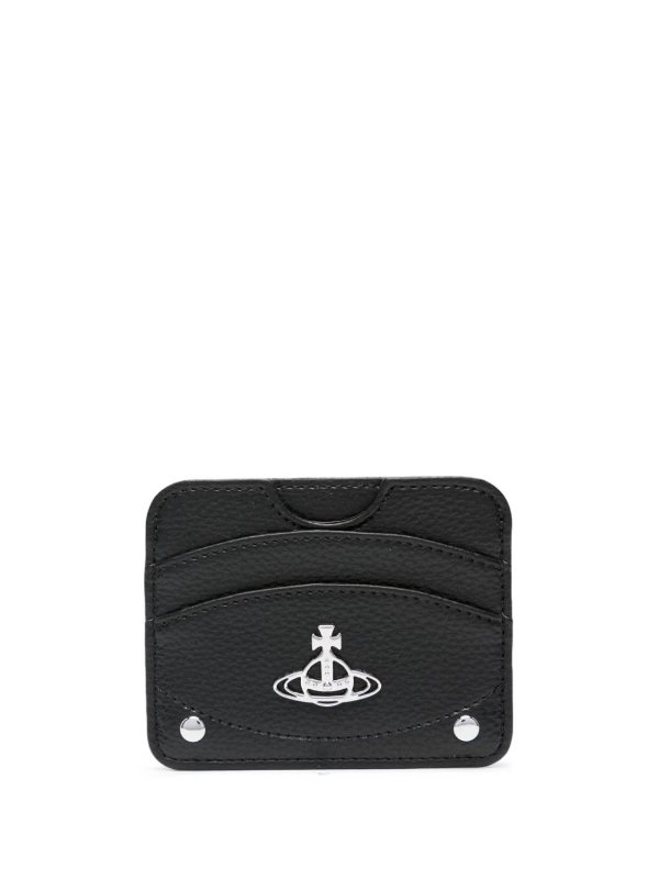 Orb-plaque leather cardholder