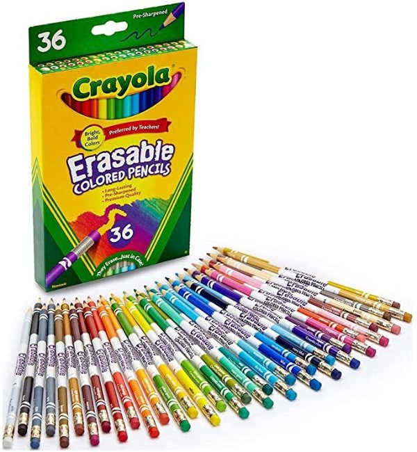 Erasable Colored Pencils, 36 Count, Art Tools, Ages 4, 5, 6, 7