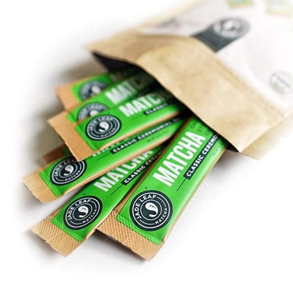 Leaf Matcha Green Tea Powder - Organic Ceremonial Single Serve Stick Packs [30ct]