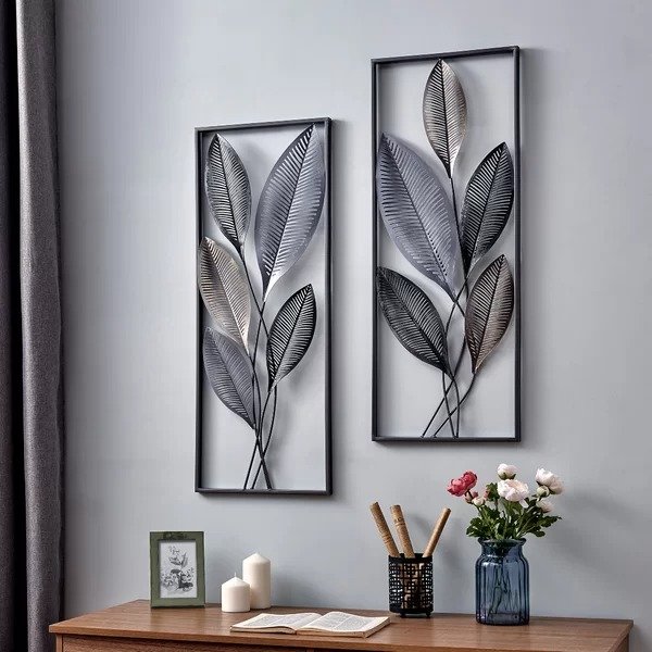 2 Piece Metallic Leaves Wall Decor Set (Set of 2)2 Piece Metallic Leaves Wall Decor Set (Set of 2)Ratings & ReviewsCustomer PhotosQuestions & AnswersShipping & ReturnsMore to Explore