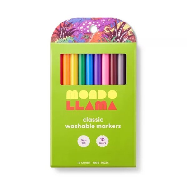 10ct Washable Markers Fine Tip Classic Colors - Mondo Llama&#8482;