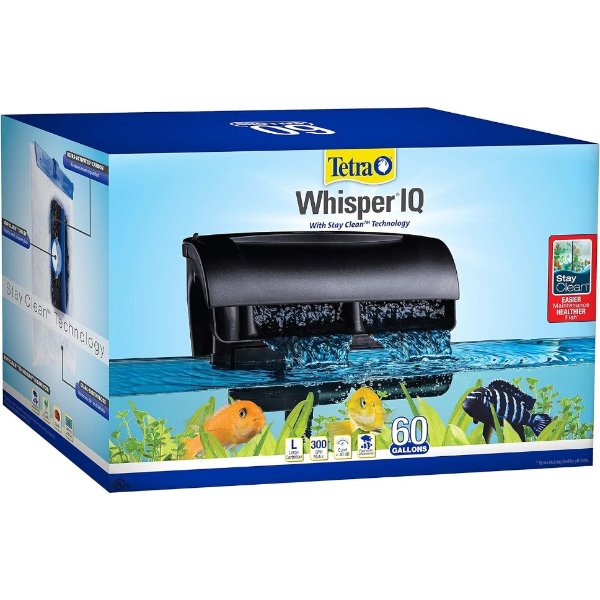 Whisper IQ 强力过滤器 60 加仑 300 GPH 鱼缸保持清洁