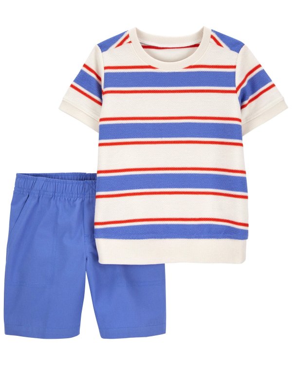 Baby 2-Piece Striped Tee & Canvas Shorts Set