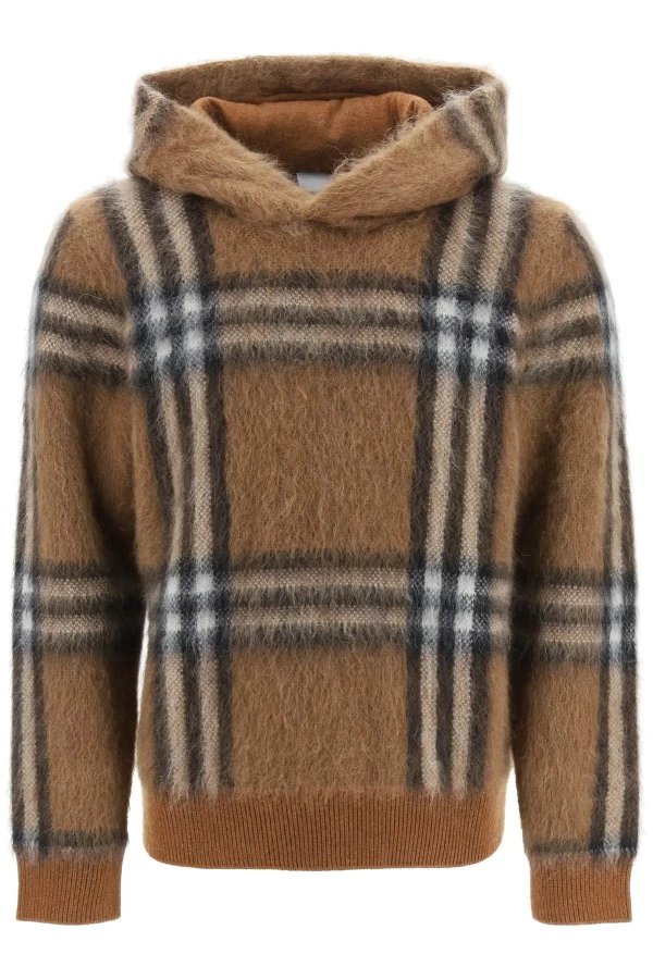mohair and wool blend pullover featuring jacquard tartan