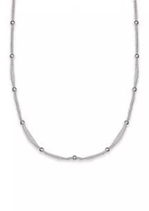 Fine Silver Plated Triple Chain Beaded Necklace