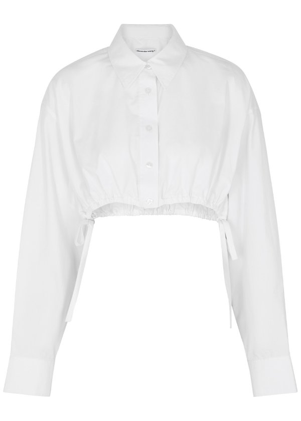 COLLARED BUTTON DOWN CROPPED S_959572_WHIT