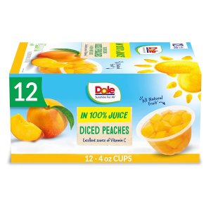 Dole Fruit Bowls Diced Peaches in 100% Juice 4 Ounce (Pack of 12)