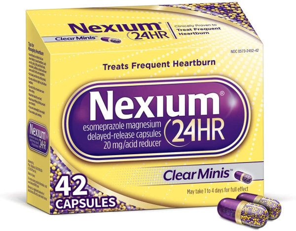 24HR (42 Count, ClearMinis) All-Day, All-Night Protection from Frequent Heartburn Medicine with Esomeprazole Magnesium 20mg