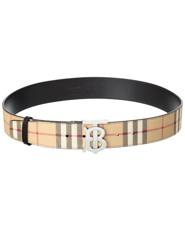 TB Buckle Leather Check Belt
