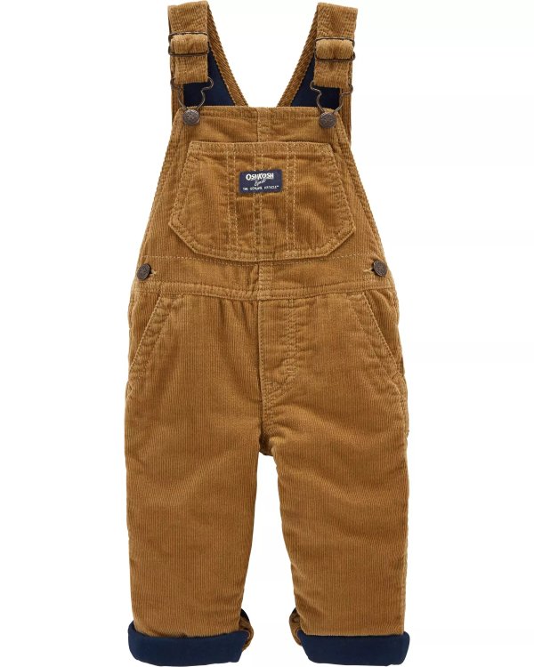 Jersey-Lined Corduroy Overalls