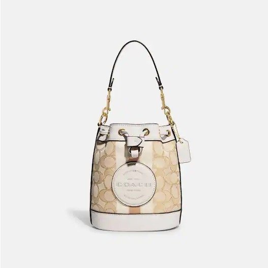 Mini Dempsey Bucket Bag In Signature Jacquard With Stripe And Coach Patch