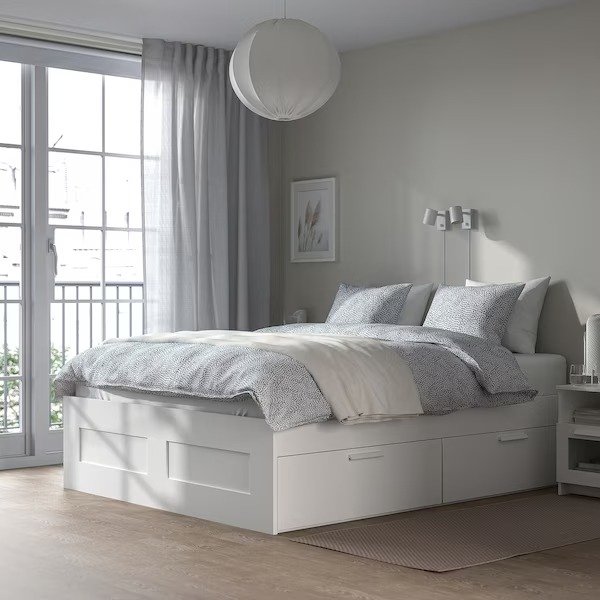 BRIMNES Bed frame with storage, white, Full - IKEA