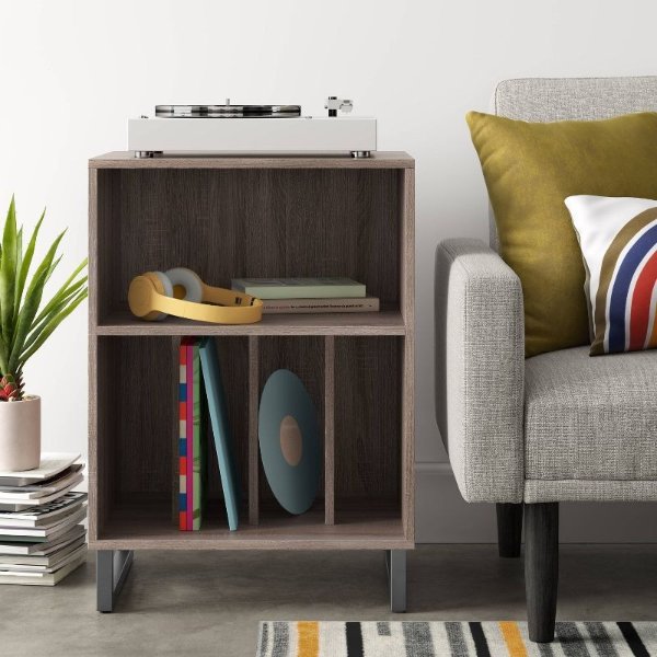 Mixed Material Record Listening Station Gray - Room Essentials™